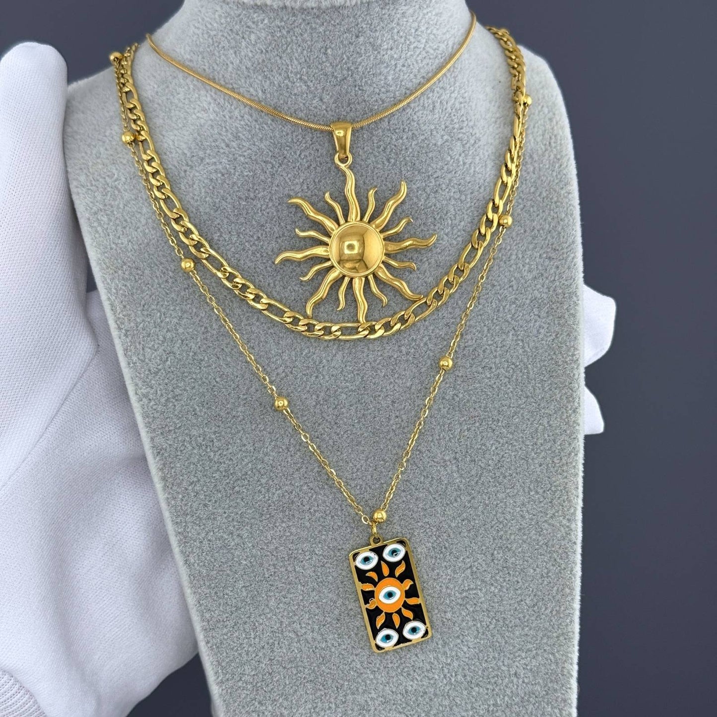 18K Gold plated Sun Necklace | Waterproof Hypoallergenic Statement Jewelry – UAE