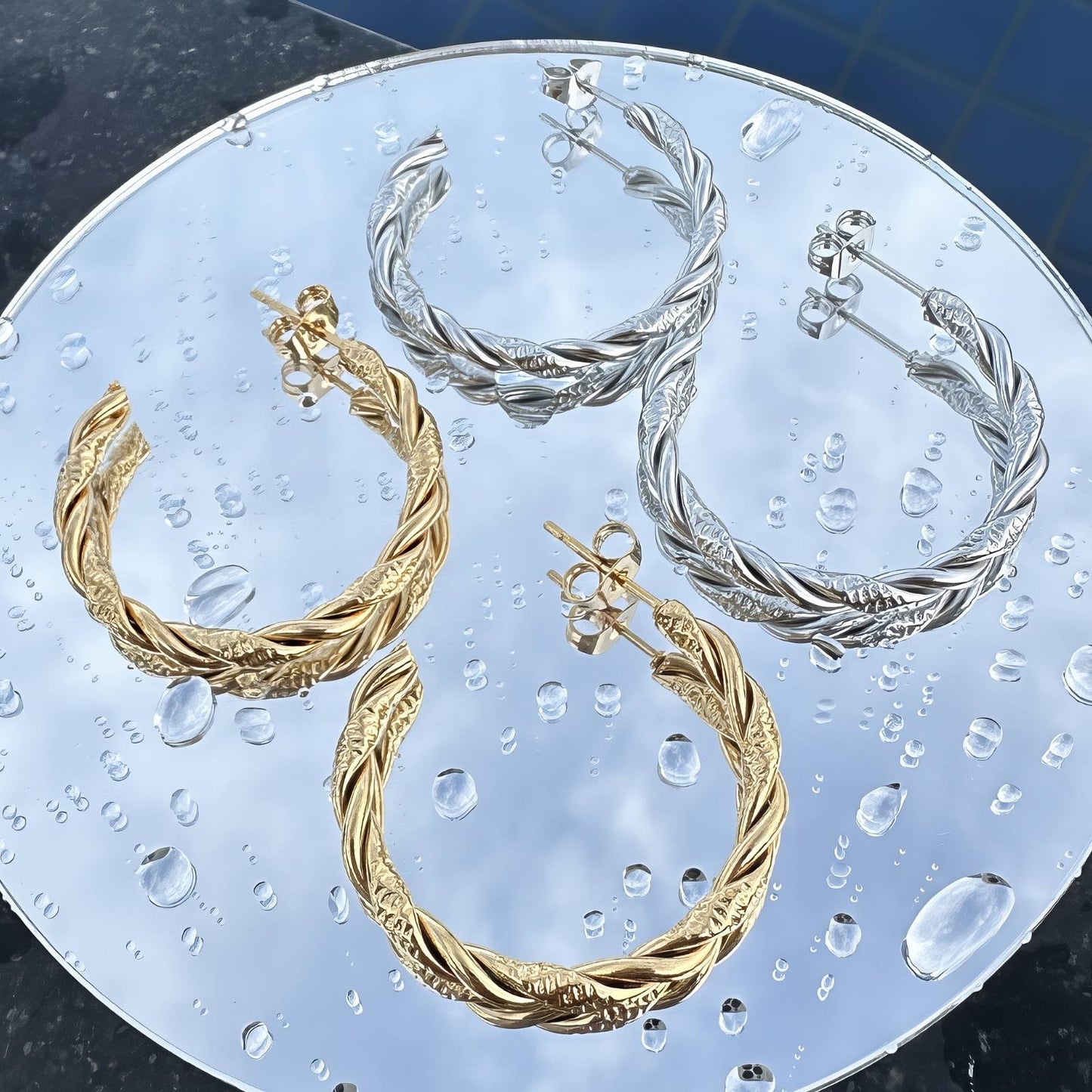 18K Gold Plated Huggie Hoop Earrings | Waterproof Hypoallergenic Sparkle Hoops – UAE