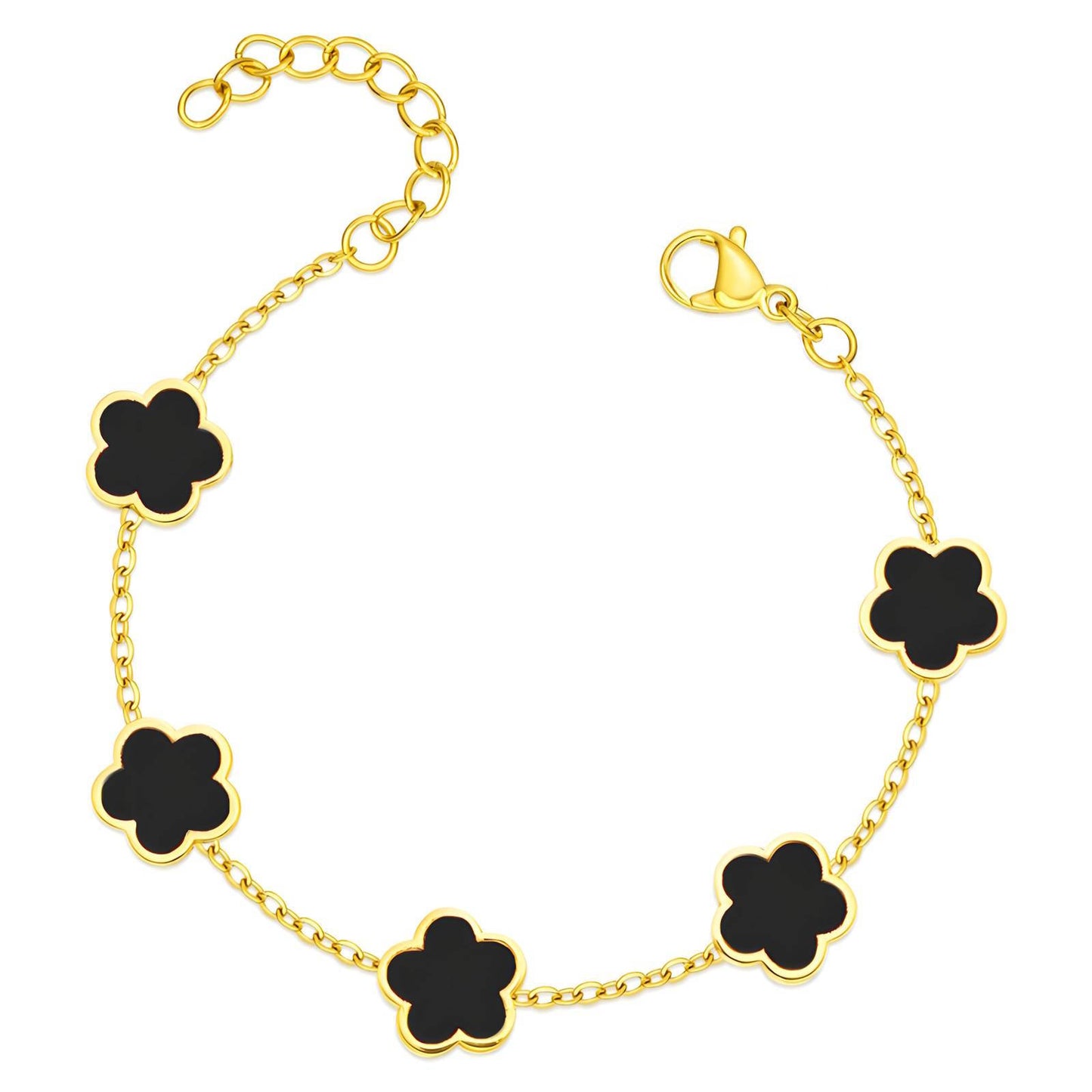 18K Gold Plated Black Flower Meadow Bracelet | Waterproof Hypoallergenic Elegant Jewelry – UAE - The Trendy Fashions