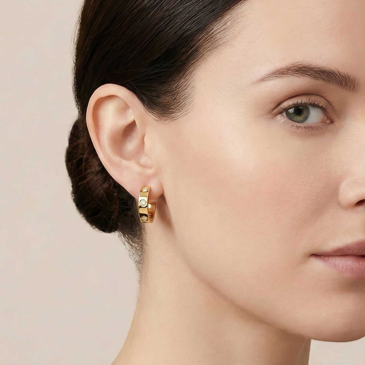 Earrings, 18K Gold Plated Steel