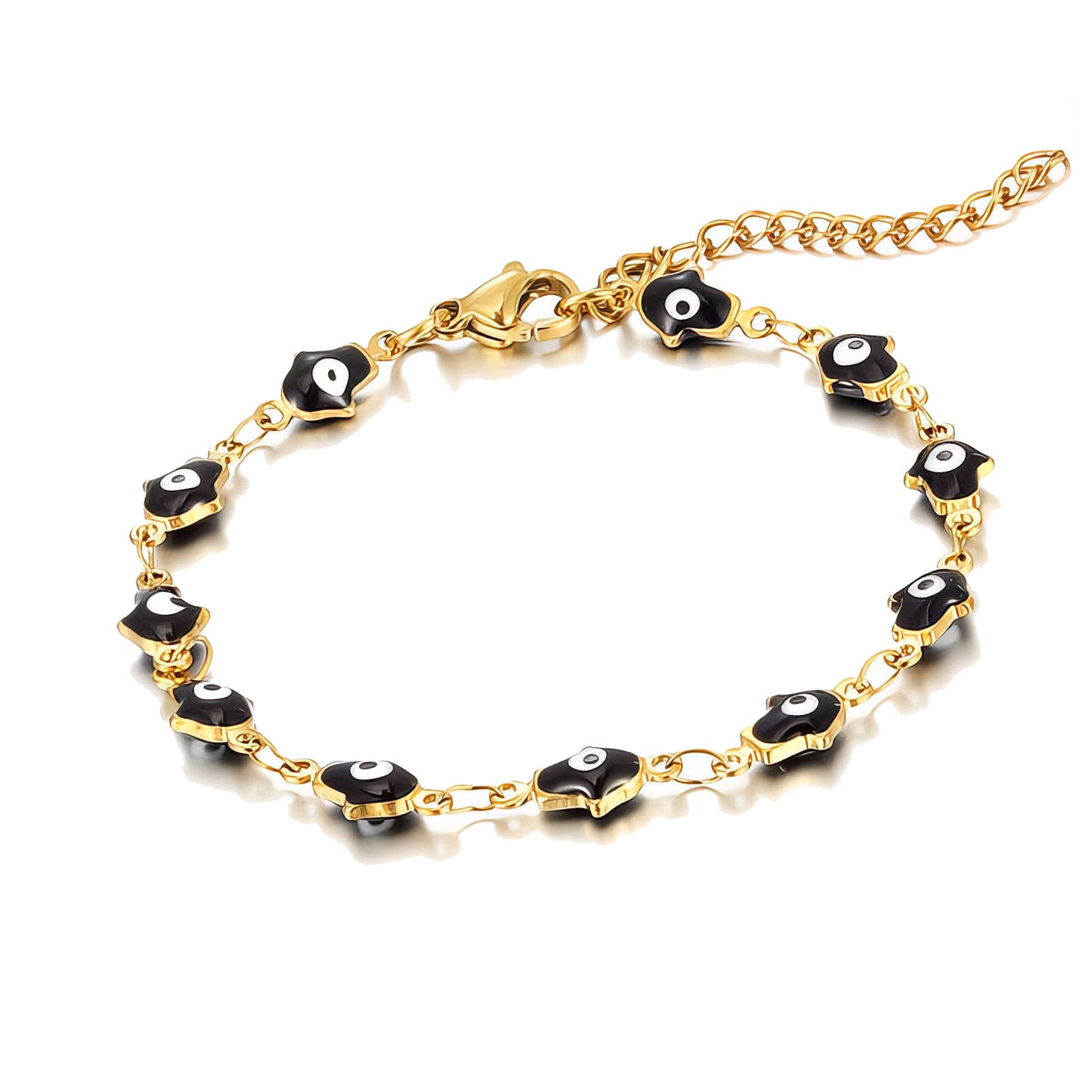 Evil Eyes Bracelet Black, 18K Gold Plated Steel | Waterproof Hypoallergenic Elegant Jewelry – UAE