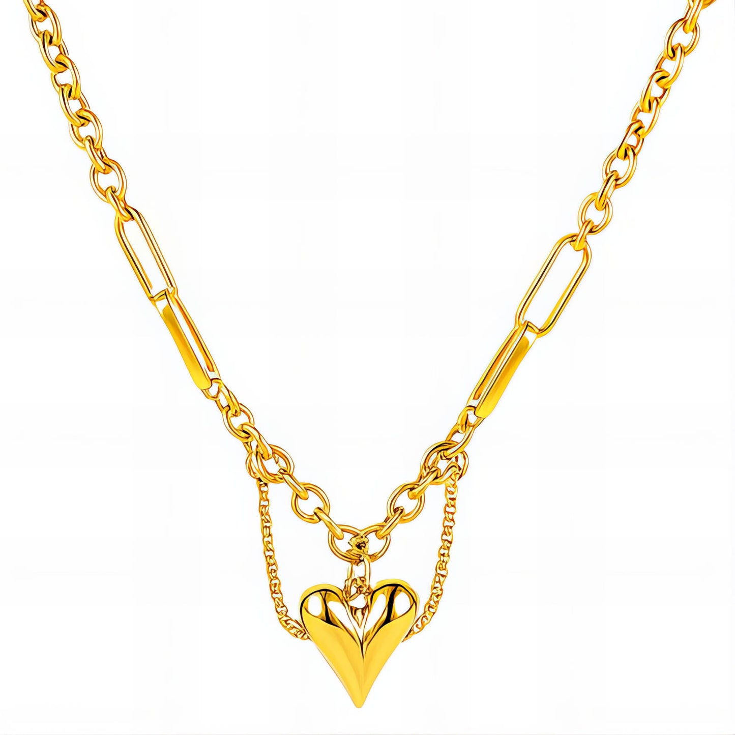 18K Gold Heart Necklace | Waterproof Hypoallergenic Statement Jewelry – UAE