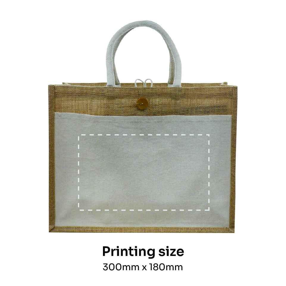 Jute Bag with Canvas Pocket NATURAL