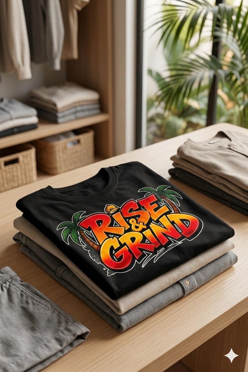Rise & Grind Men Cotton T-Shirt Half Sleeves TTF-525 - The Trendy Fashions