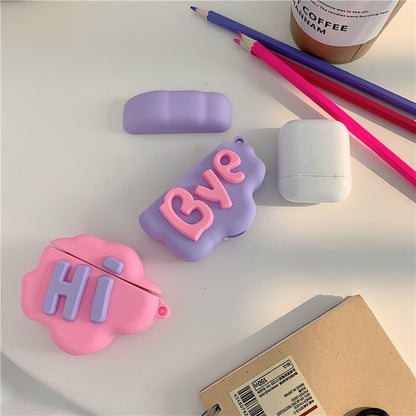 AirPod 2 Case 3D HI BYE Cloud Letter Cartoon Soft Silicone Wireless Earphone Cases For Apple Airpods Case Cute Cover