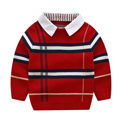 Boys plaid jacquard sweater