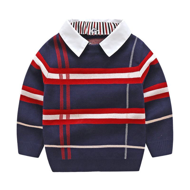 Boys plaid jacquard sweater