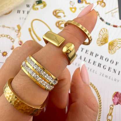 Cubic Zirconia Ring for Women | 18K Gold Plated Steel Ring – UAE