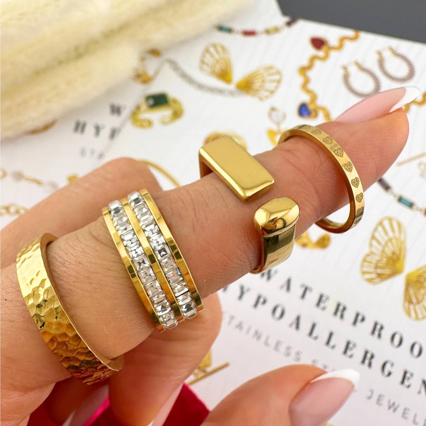 Cubic Zirconia Ring for Women | 18K Gold Plated Steel Ring – UAE