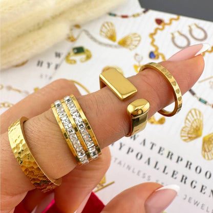 Cubic Zirconia Ring for Women | 18K Gold Plated Steel Ring – UAE