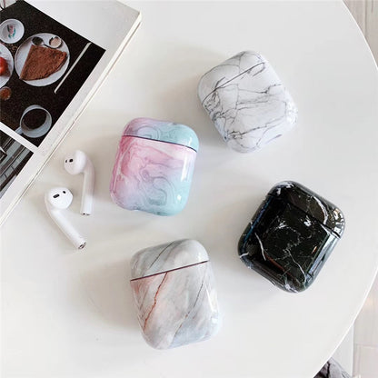 Compatible with Apple, White Marble Case for Airpods Earphone Case