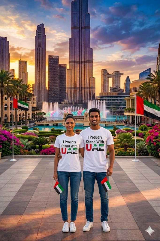 I Proudly stand with UAE Cotton Half Sleeves T-Shirt TTF-UAE - The Trendy Fashions