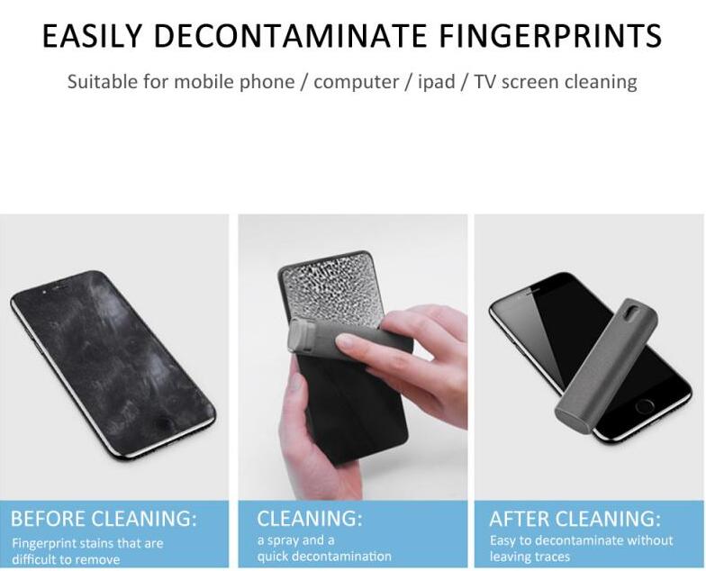 2 In 1 Phone Computer Screen Cleaner Kit For Screen Dust Removal Microfiber Cloth Set