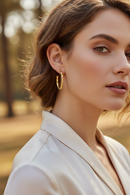 18K Gold Plated Huggie Hoop Earrings | Waterproof Hypoallergenic Sparkle Hoops – UAE