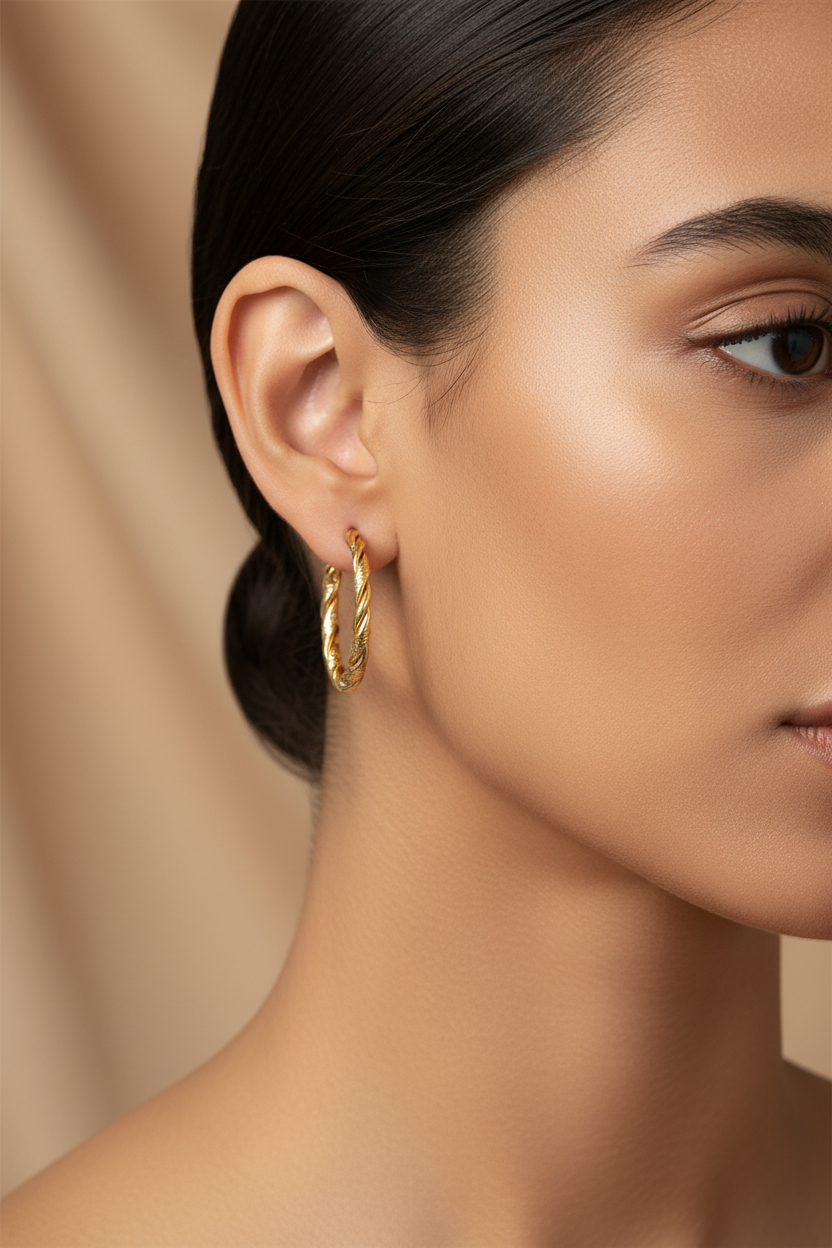 18K Gold Plated Huggie Hoop Earrings | Waterproof Hypoallergenic Sparkle Hoops – UAE