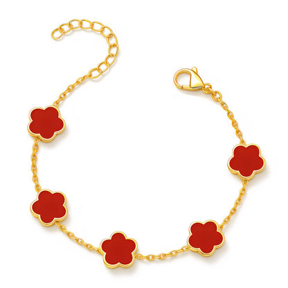 18K Gold Plated Red Flower Meadow Bracelet | Waterproof Hypoallergenic Elegant Jewelry – UAE