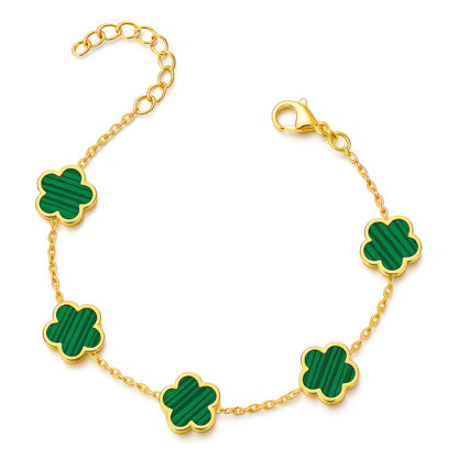 18K Gold Plated Green Flower Meadow Bracelet | Waterproof Hypoallergenic Elegant Jewelry – UAE