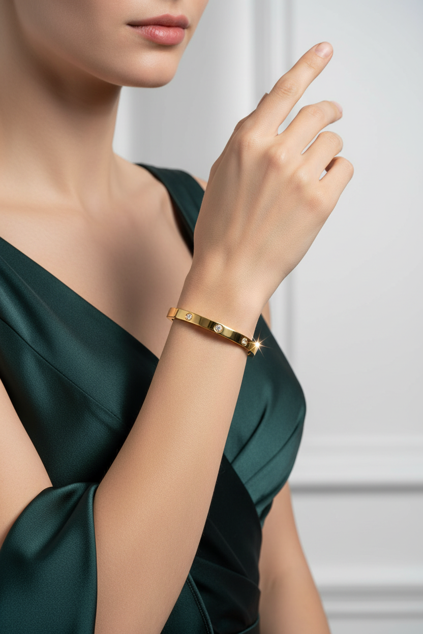 18K Gold Plated Love Bracelet | Waterproof Hypoallergenic Bangle Jewelry – UAE