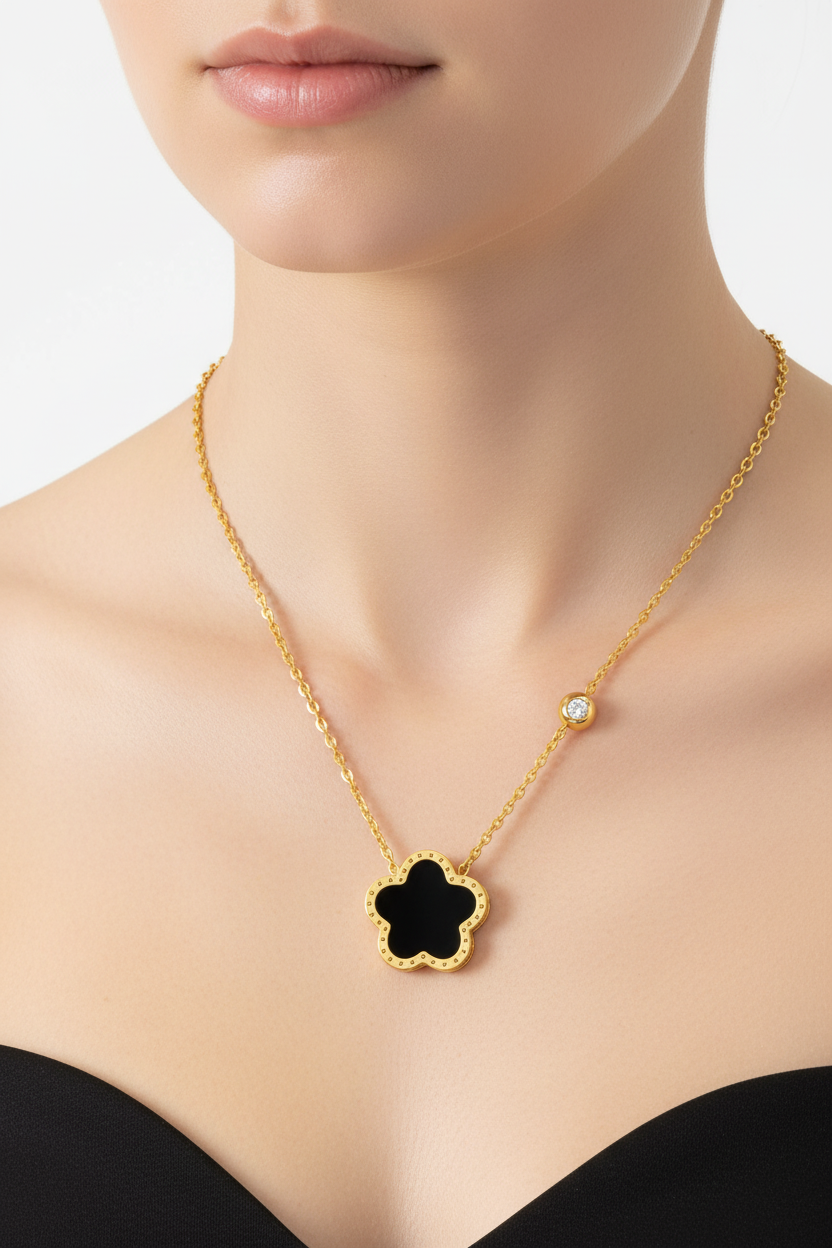 18K Gold Plated Flower Necklace | Waterproof Hypoallergenic Elegant Jewelry – UAE