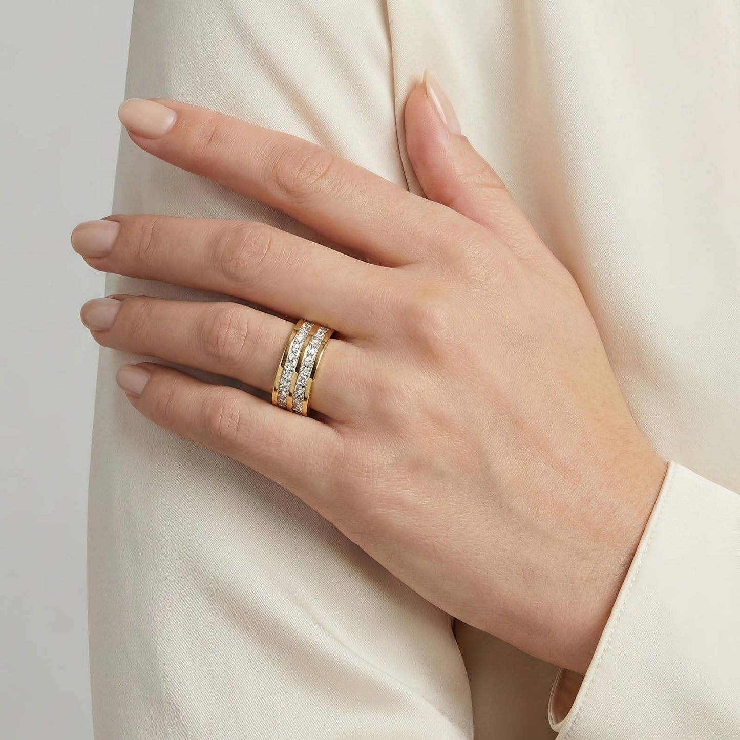 Cubic Zirconia Ring for Women | 18K Gold Plated Steel Ring – UAE