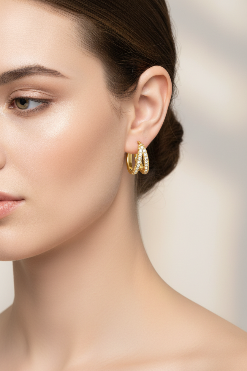 Earrings, 18K Gold Plated Brass | Waterproof Hypoallergenic Chunky Hoops – UAE