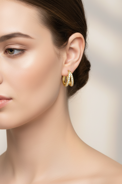 Earrings, 18K Gold Plated Brass | Waterproof Hypoallergenic Chunky Hoops – UAE