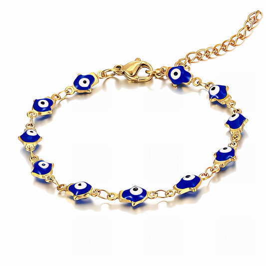 Evil Eyes Bracelet Blue Color, 18K Gold Plated Steel | Waterproof Hypoallergenic Elegant Jewelry – UAE