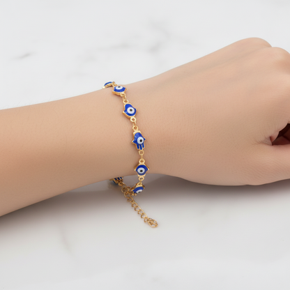 Evil Eyes Bracelet Blue Color, 18K Gold Plated Steel | Waterproof Hypoallergenic Elegant Jewelry – UAE