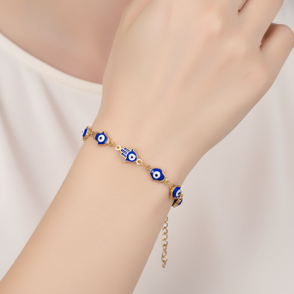 Evil Eyes Bracelet Blue Color, 18K Gold Plated Steel | Waterproof Hypoallergenic Elegant Jewelry – UAE