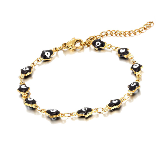 Evil Eyes Bracelet Black, 18K Gold Plated Steel | Waterproof Hypoallergenic Elegant Jewelry – UAE