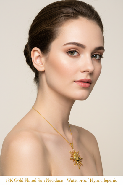 18K Gold plated Sun Necklace | Waterproof Hypoallergenic Statement Jewelry – UAE
