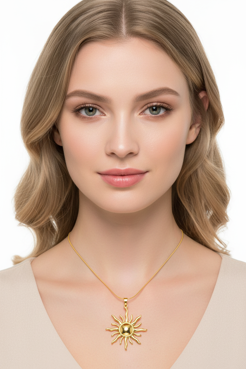 18K Gold plated Sun Necklace | Waterproof Hypoallergenic Statement Jewelry – UAE