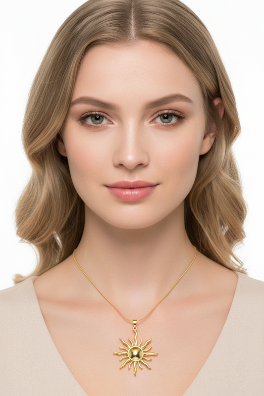 18K Gold plated Sun Necklace | Waterproof Hypoallergenic Statement Jewelry – UAE