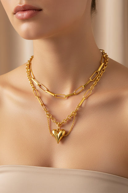 18K Gold Plated Heart Necklace | Waterproof Hypoallergenic Statement Jewelry – UAE - The Trendy Fashions
