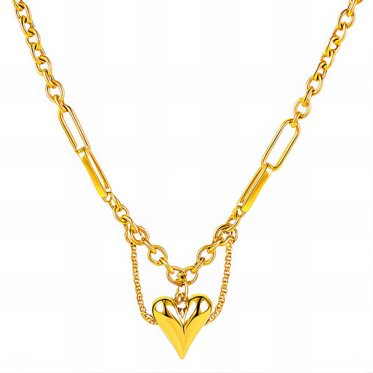 18K Gold Heart Necklace | Waterproof Hypoallergenic Statement Jewelry – UAE