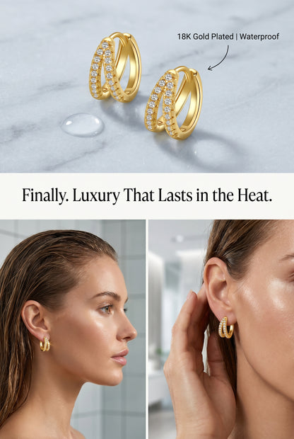 Earrings, 18K Gold Plated Brass | Waterproof Hypoallergenic Chunky Hoops – UAE