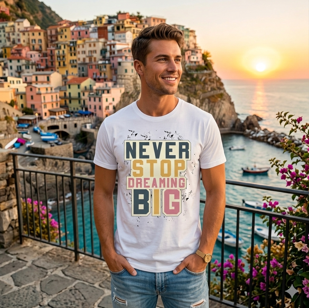 Naver Store Dreaming Big Premium Cotton Inspirational Graphic Tee