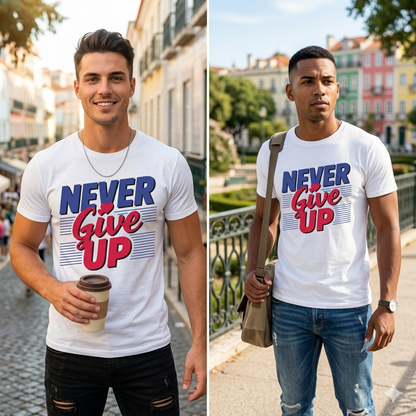 Never Give Up Premium Cotton Inspirational Graphic Tee