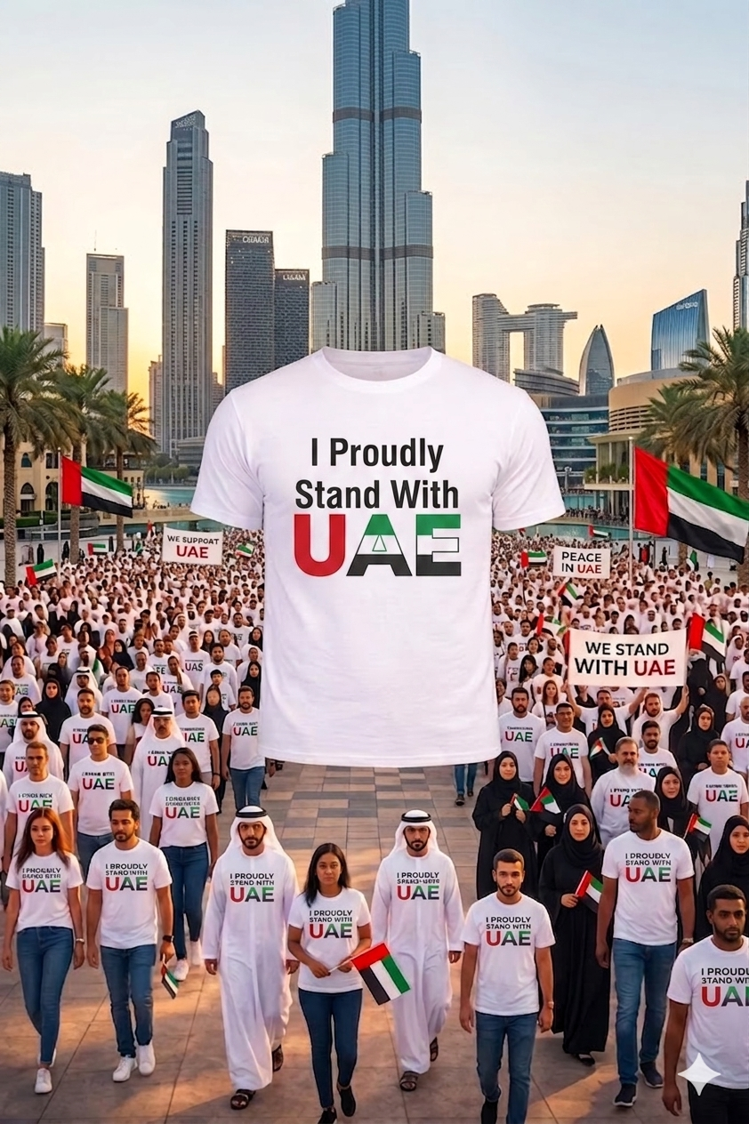 I Proudly stand with UAE Cotton Half Sleeves T-Shirt TTF-UAE - The Trendy Fashions