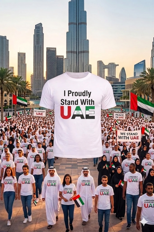 I Proudly stand with UAE Cotton Half Sleeves T-Shirt TTF-UAE - The Trendy Fashions