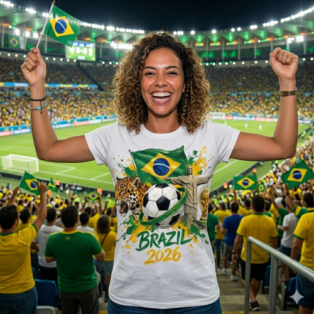 🏆 Brazil Super Fan Edition : Premium Cotton Football Tee