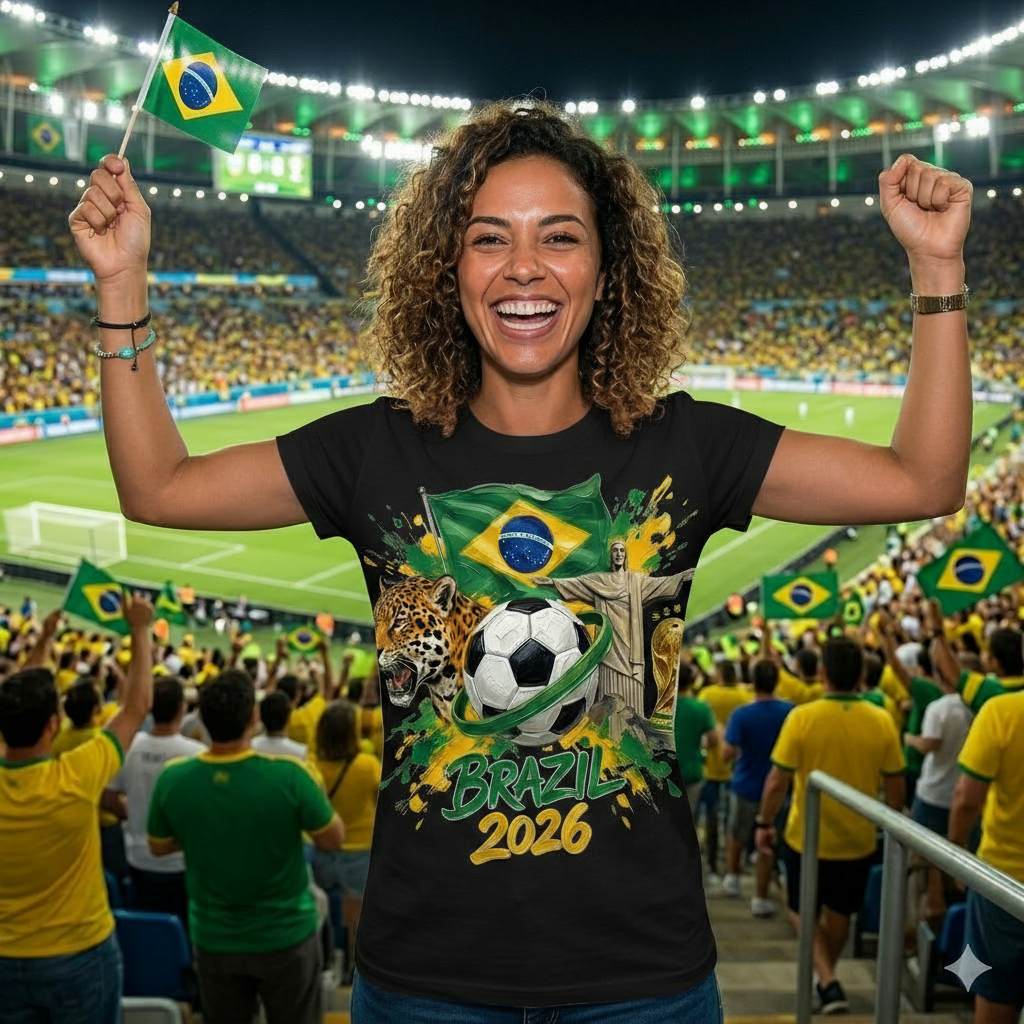 🏆 Brazil Super Fan Edition : Premium Cotton Football Tee