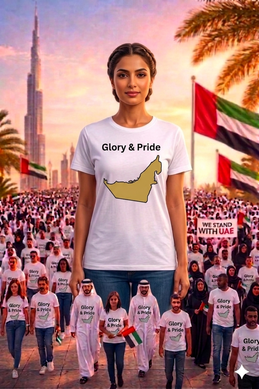 Glory & Pride UAE Map Female Cotton Half Sleeves T-Shirt TTF-UAE - The Trendy Fashions