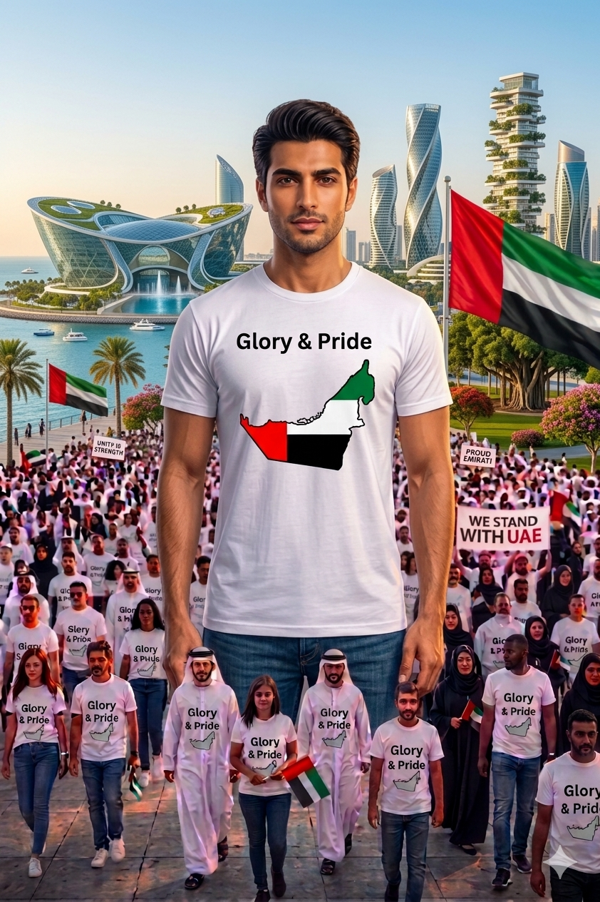 Glory & Pride UAE Map male Cotton Half Sleeves T-Shirt TTF-UAE - The Trendy Fashions