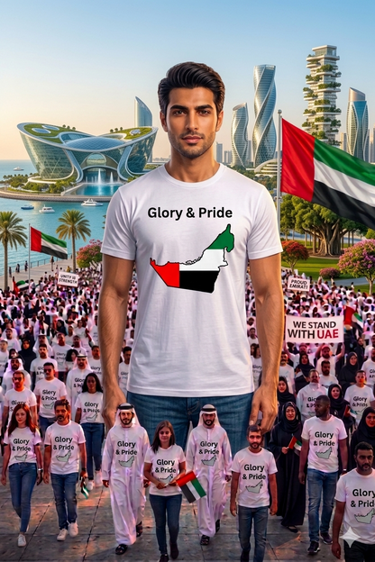 Glory & Pride UAE Map male Cotton Half Sleeves T-Shirt TTF-UAE - The Trendy Fashions
