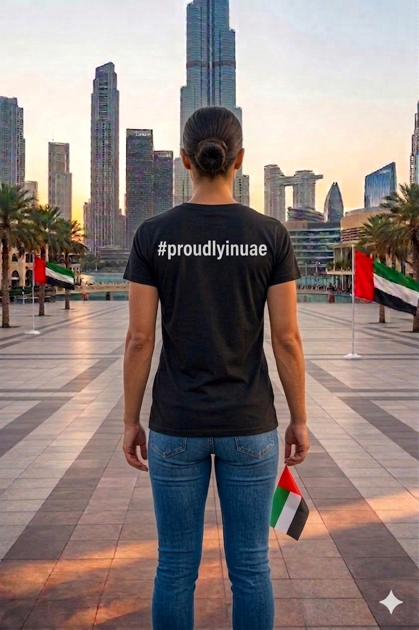 I Proudly stand with UAE Female Cotton Half Sleeves T-Shirt TTF-UAE - The Trendy Fashions