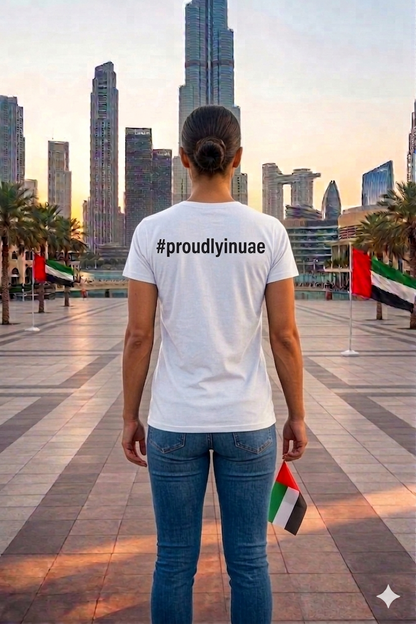 I Proudly stand with UAE Female Cotton Half Sleeves T-Shirt TTF-UAE - The Trendy Fashions