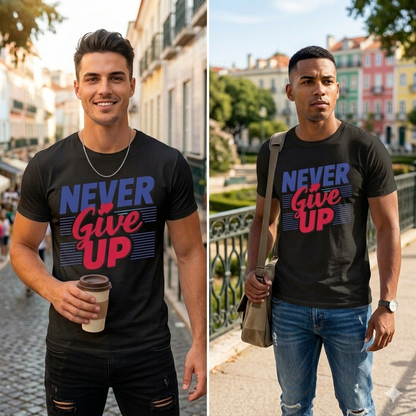 Never Give Up Premium Cotton Inspirational Graphic Tee