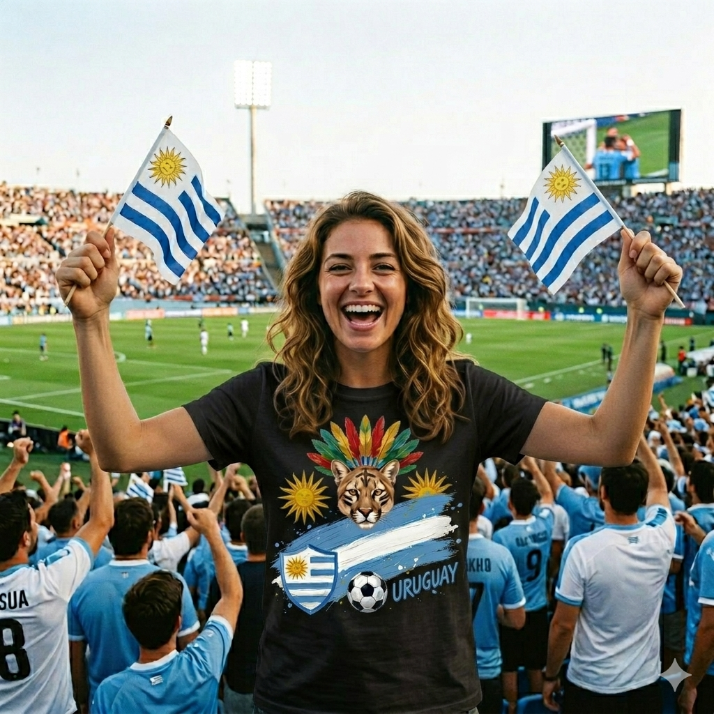 🏆 Uruguay Super Fan Edition : Premium Cotton Football Tee
