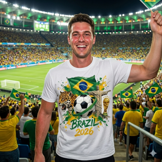 🏆 Brazil Super Fan Edition : Premium Cotton Football Tee